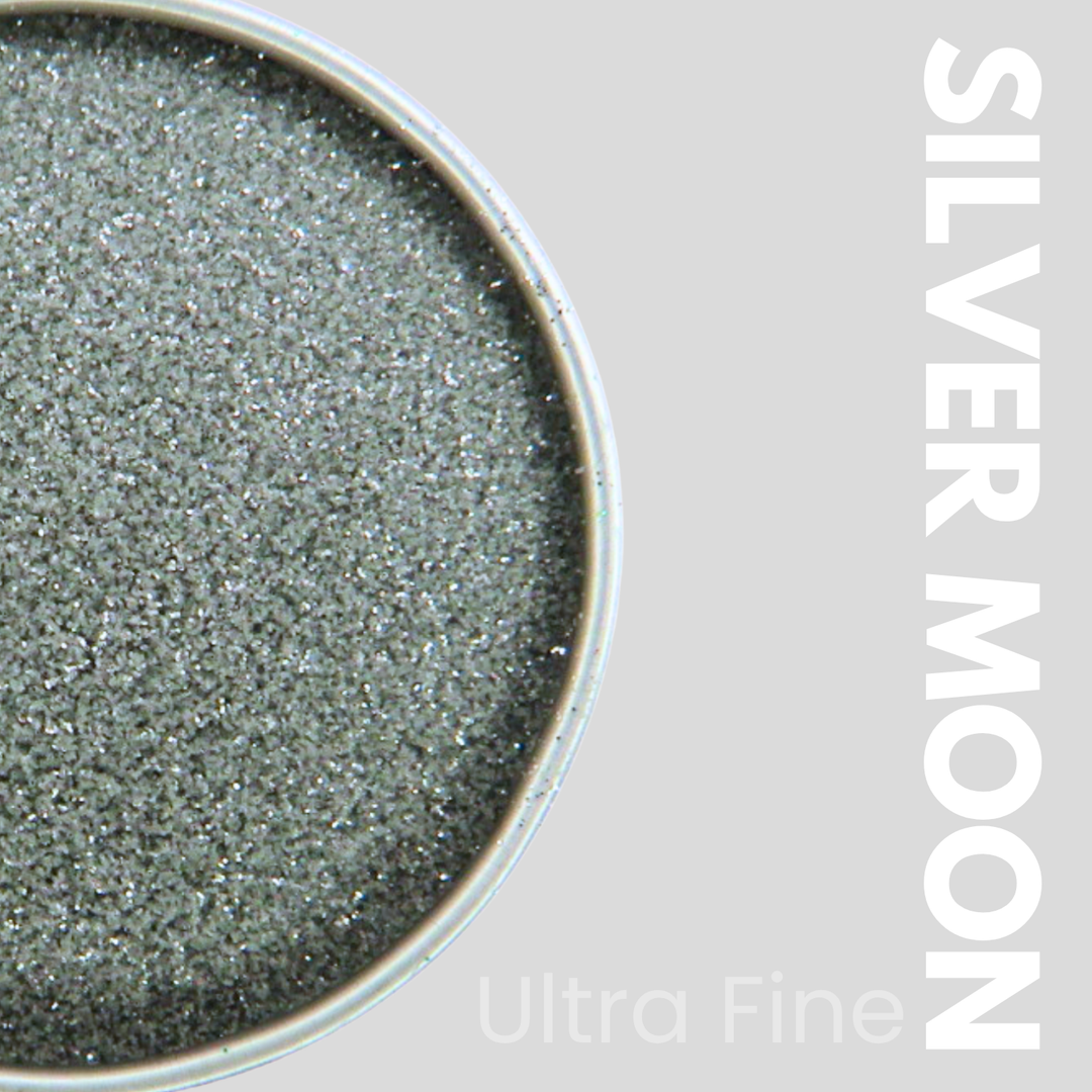 Silver glitter in a container with &