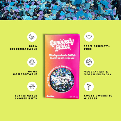 Information and features on the Peacock blend of biodegradable glitter