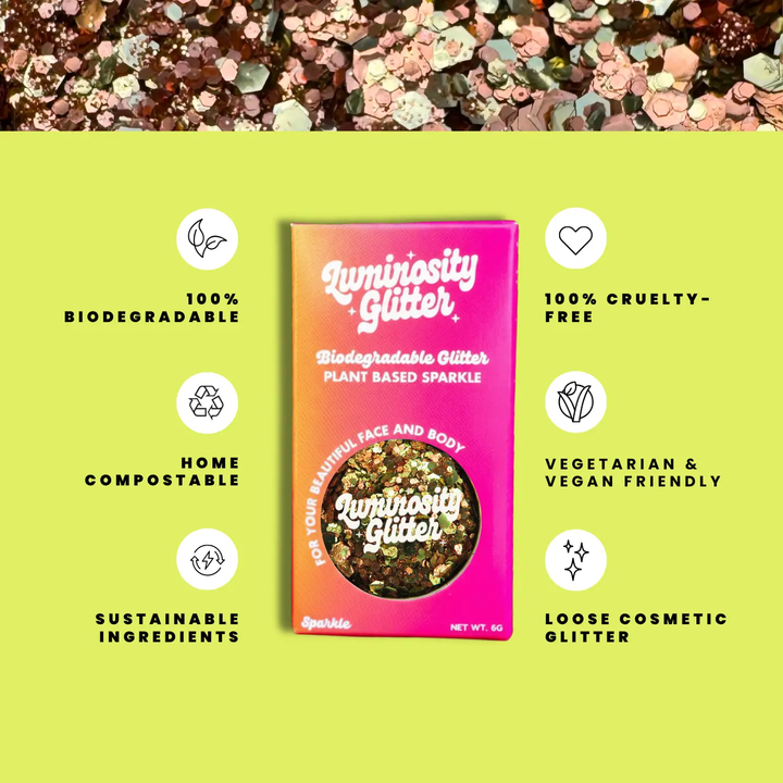 Pumpkin Spice Halloween Glitter features infographic: biodegradable cosmetic glitter by Luminosity Glitter