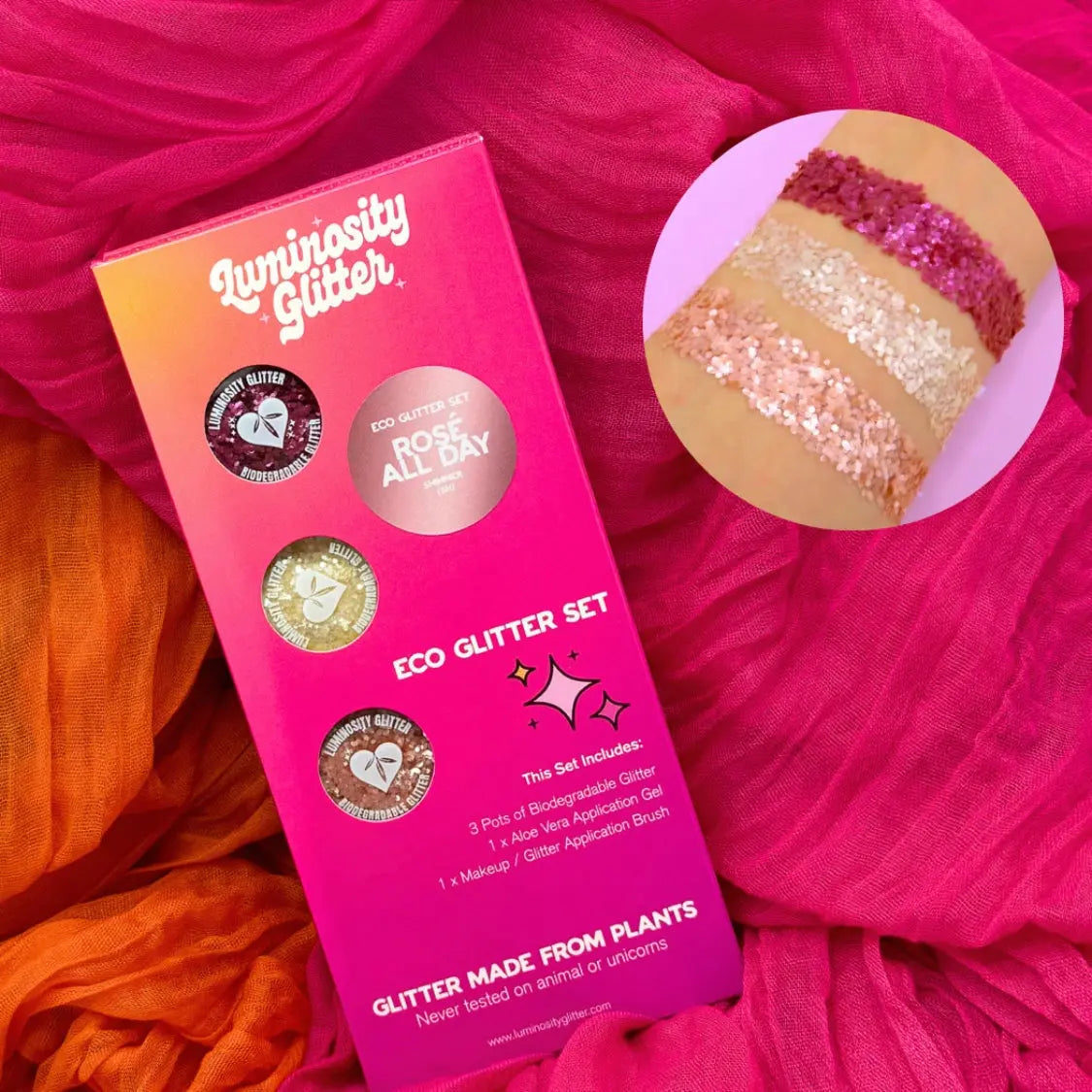 Pink biodegradable festival glitter gift box