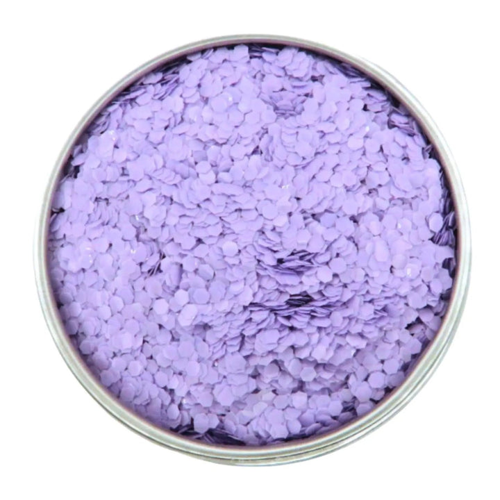 Close-up of Lavender Opaque Chunky Glitter, biodegradable cosmetic glitter by Luminosity Glitter