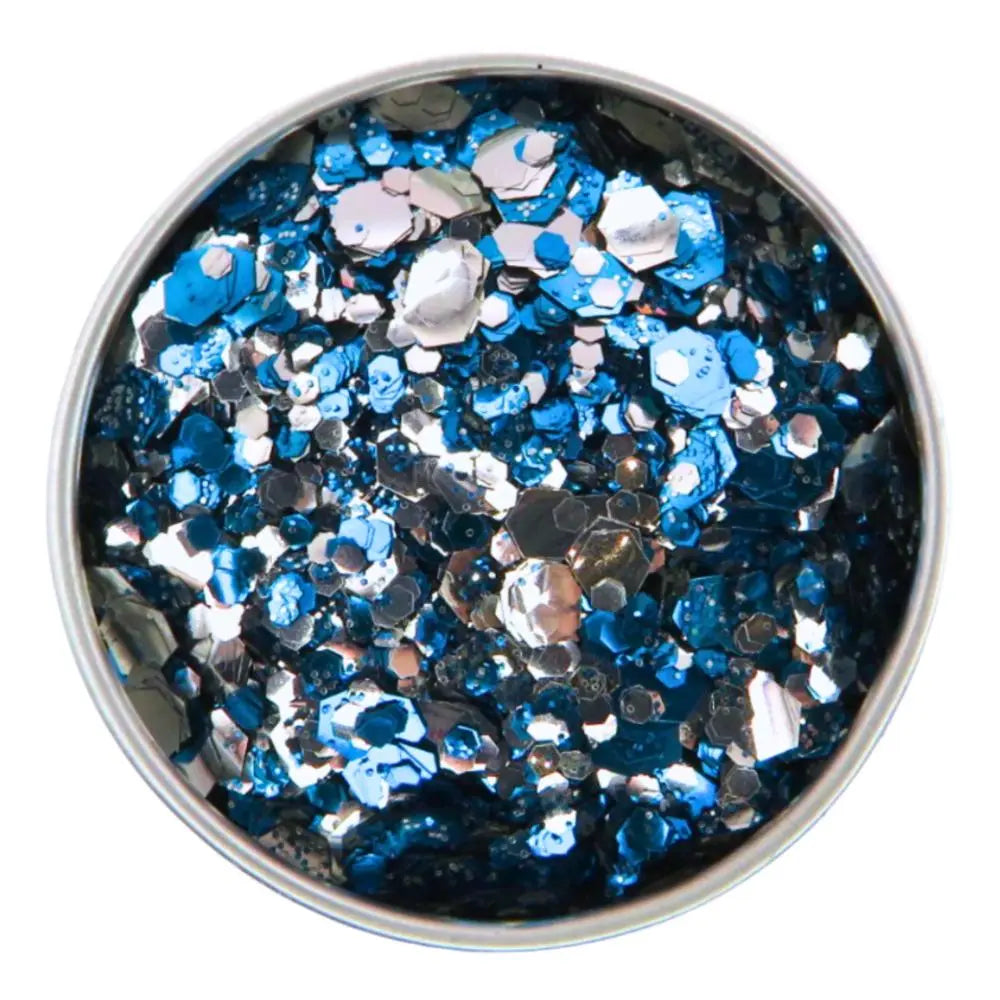 Close-up of Moon River Festival Glitter Mix, biodegradable cosmetic glitter by Luminosity Glitter