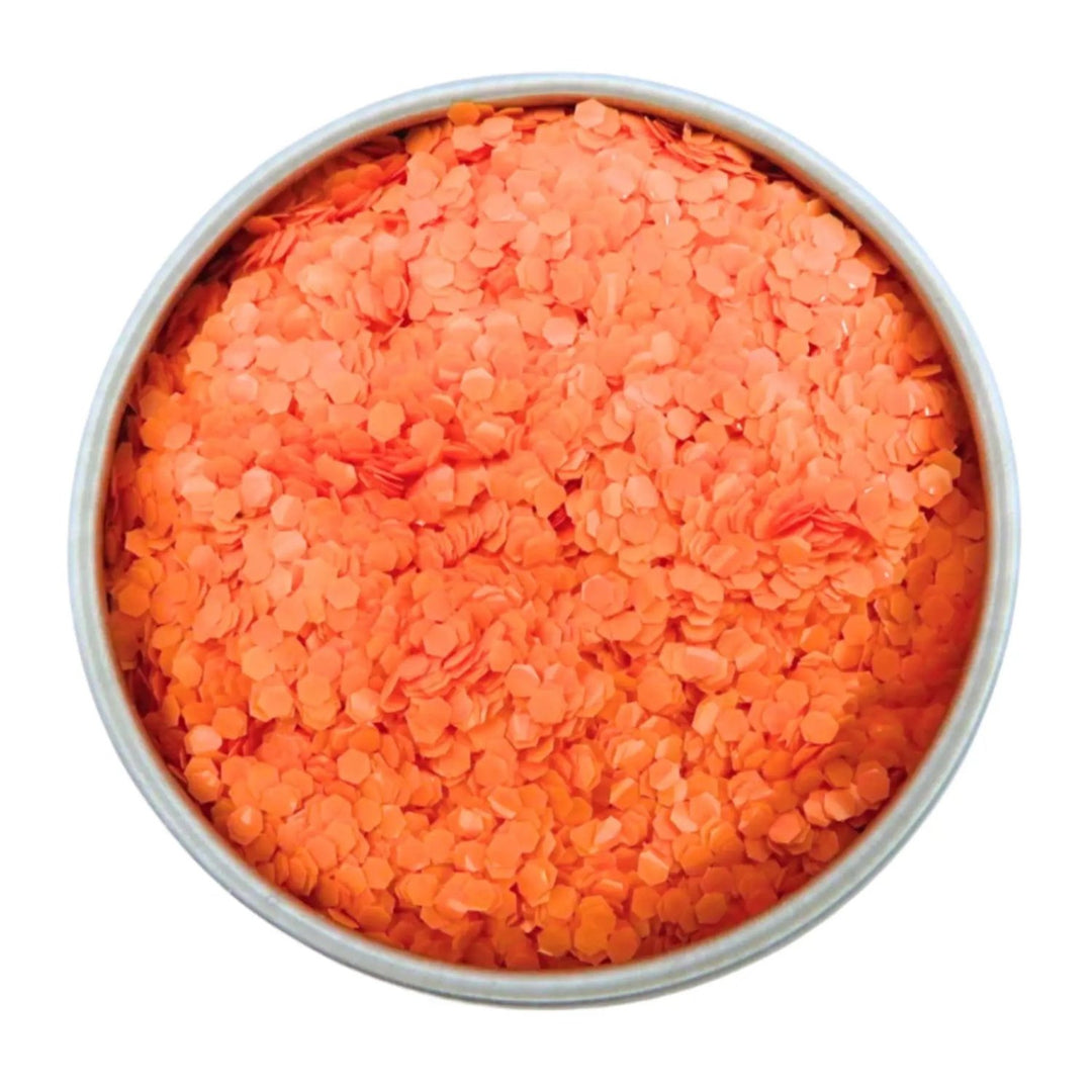 Close-up of Peach Opaque Chunky Glitter, biodegradable cosmetic glitter by Luminosity Glitter