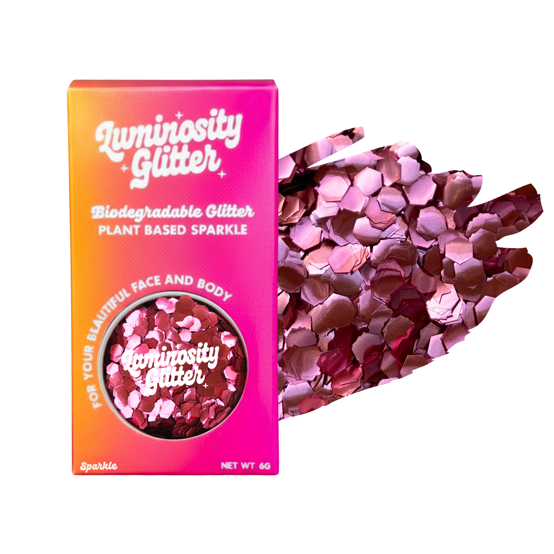 Rose Pink Super Chunky Festival Glitter in a Luminosity Glitter pot