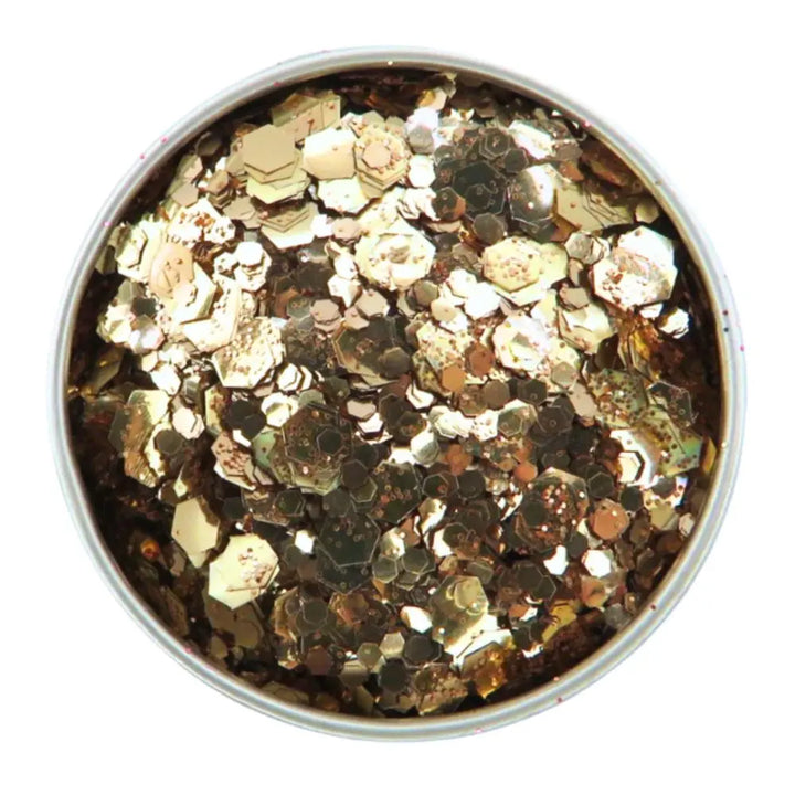 Close-up of Rose Gold Glitter Blend, biodegradable cosmetic glitter by Luminosity Glitter