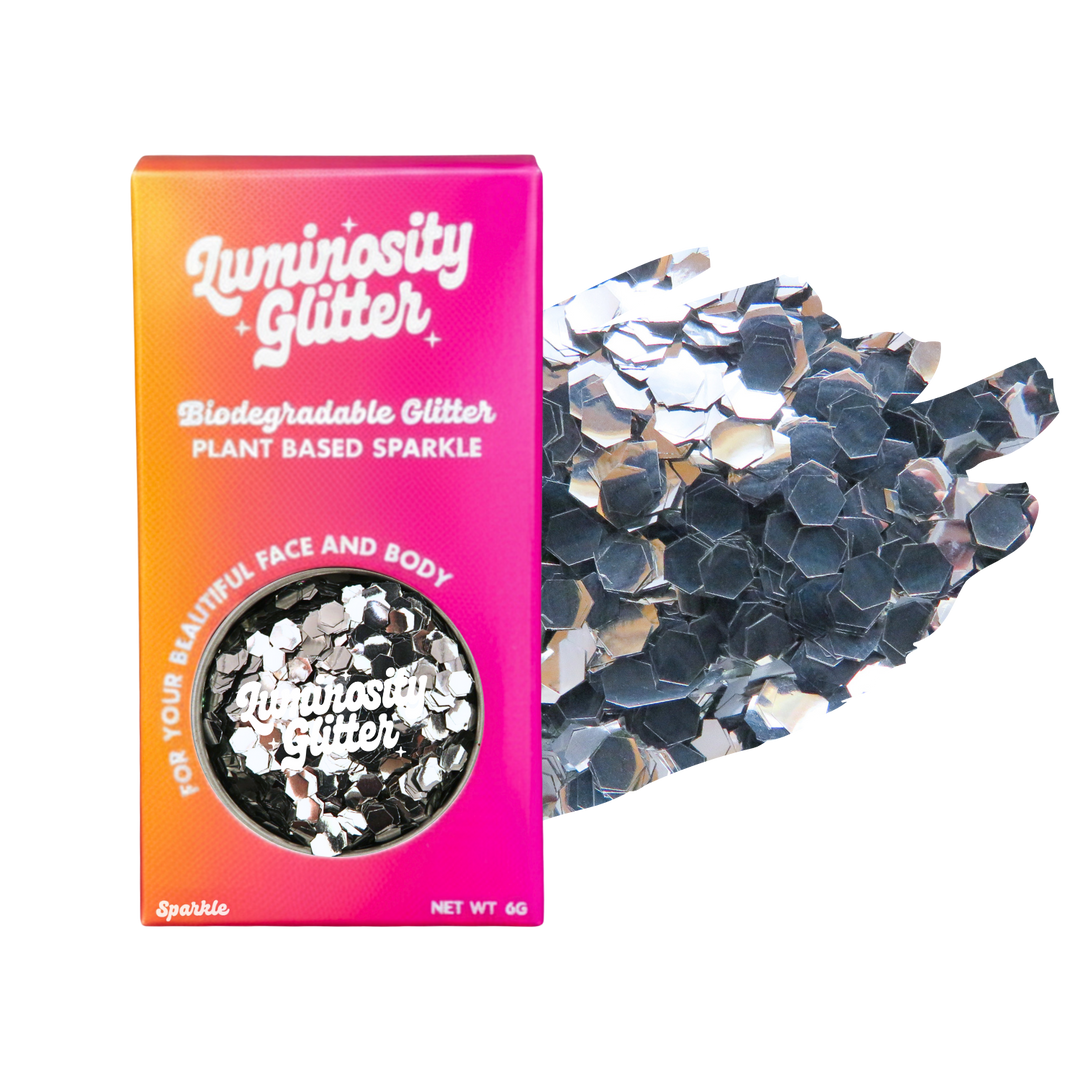 Silver Super Chunky Festival Glitter in a Luminosity Glitter pot