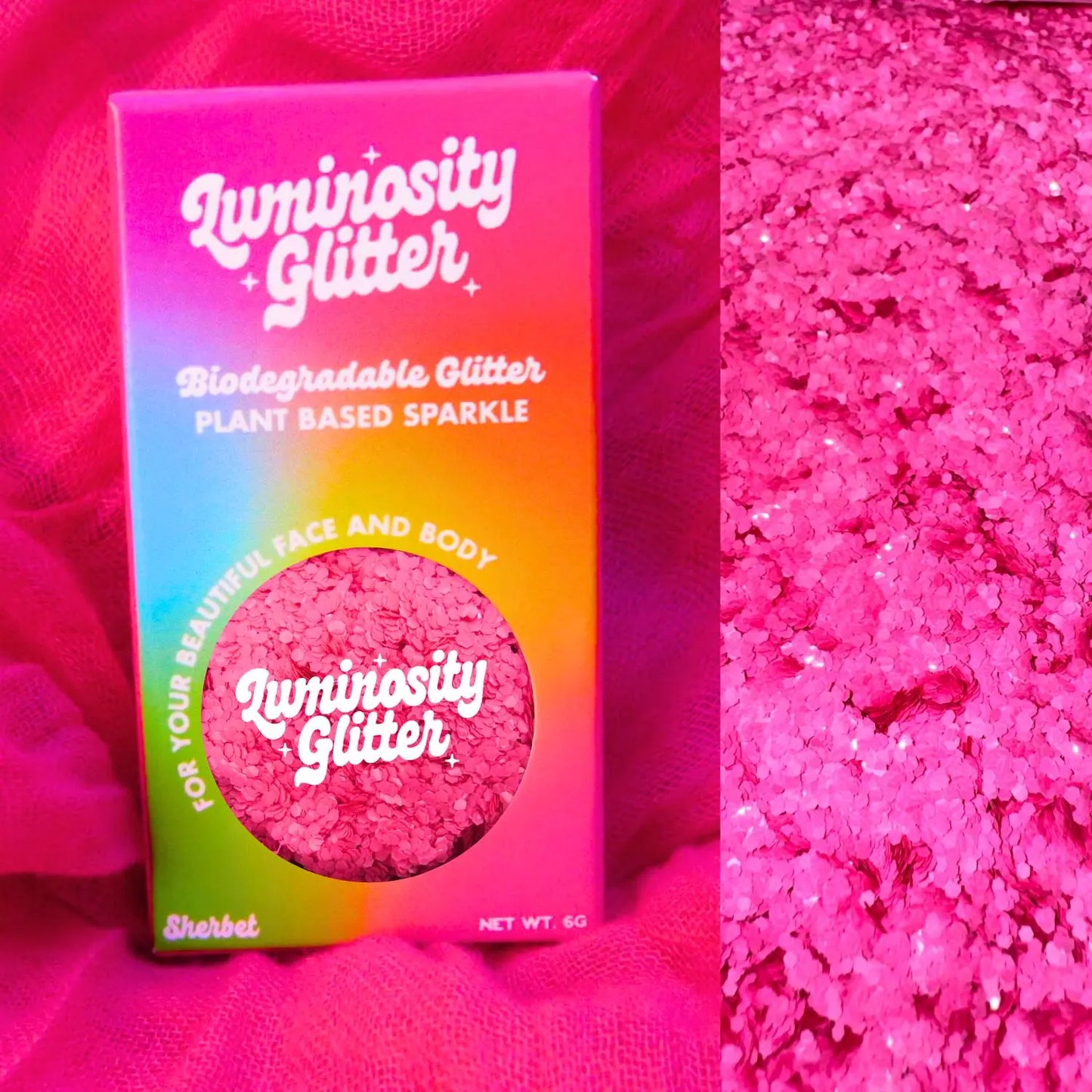 Strawberry Chunky Biodegradable Glitter 6g Pot (B2B) Luminosity Glitter
